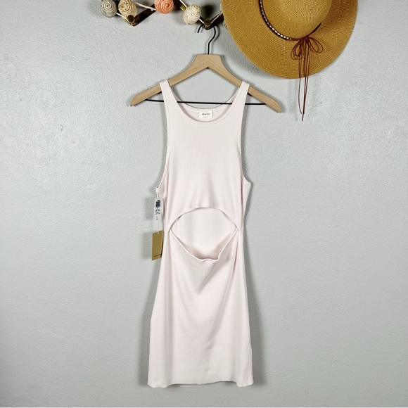 Aritzia Wilfred Free Cut-Out Knit Tank Mini Dress in Strawberry Puff Size Large - Picture 2 of 9